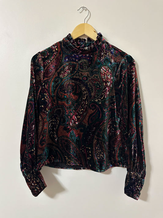 Icone par Simons Patterned Velvet Blouse (XS/S)