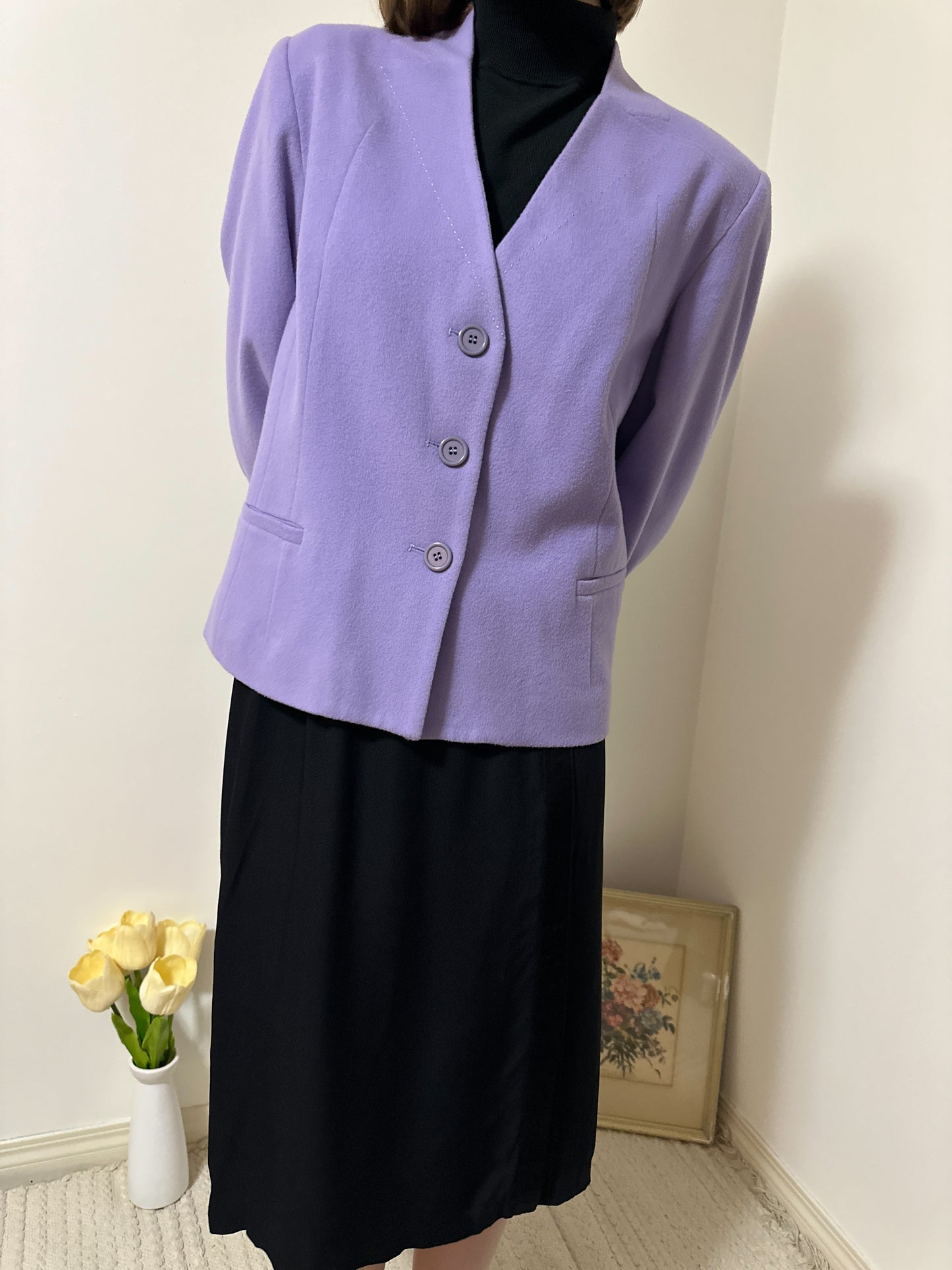 Vintage x Louben Lilac Wool Cashmere Blazer (L)