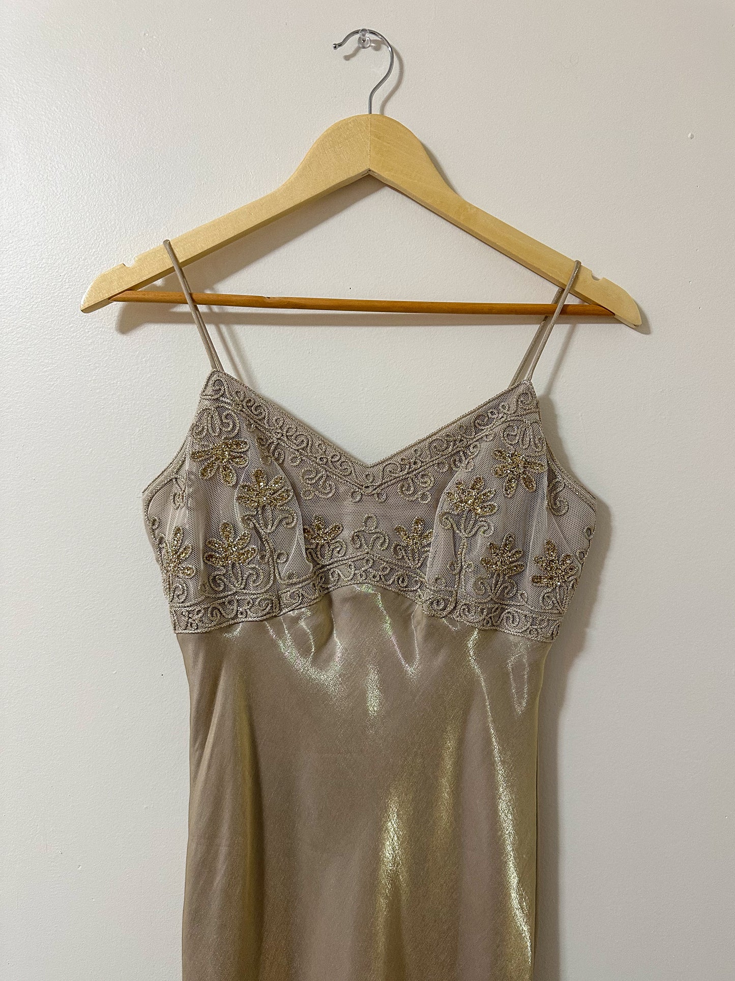 Vintage x Gold Embellished Evening Dress (M)