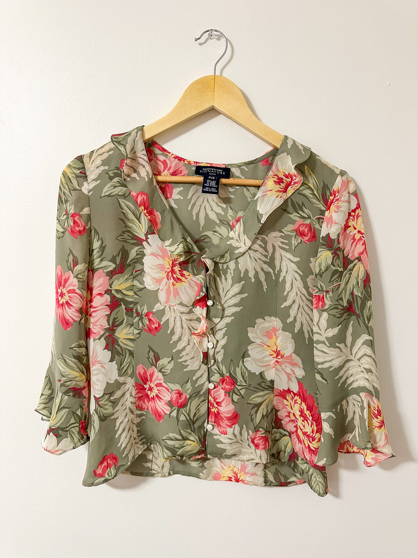 Jones New York Silk Floral Blouse (S)