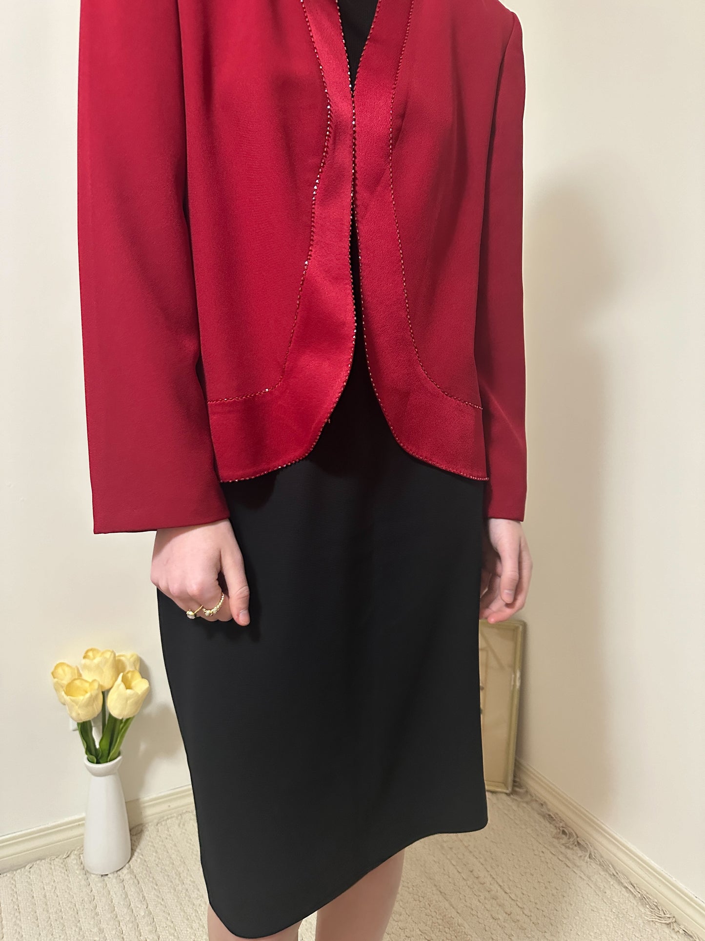 Vintage x Daymor Couture Red Beaded Blazer (L/XL)