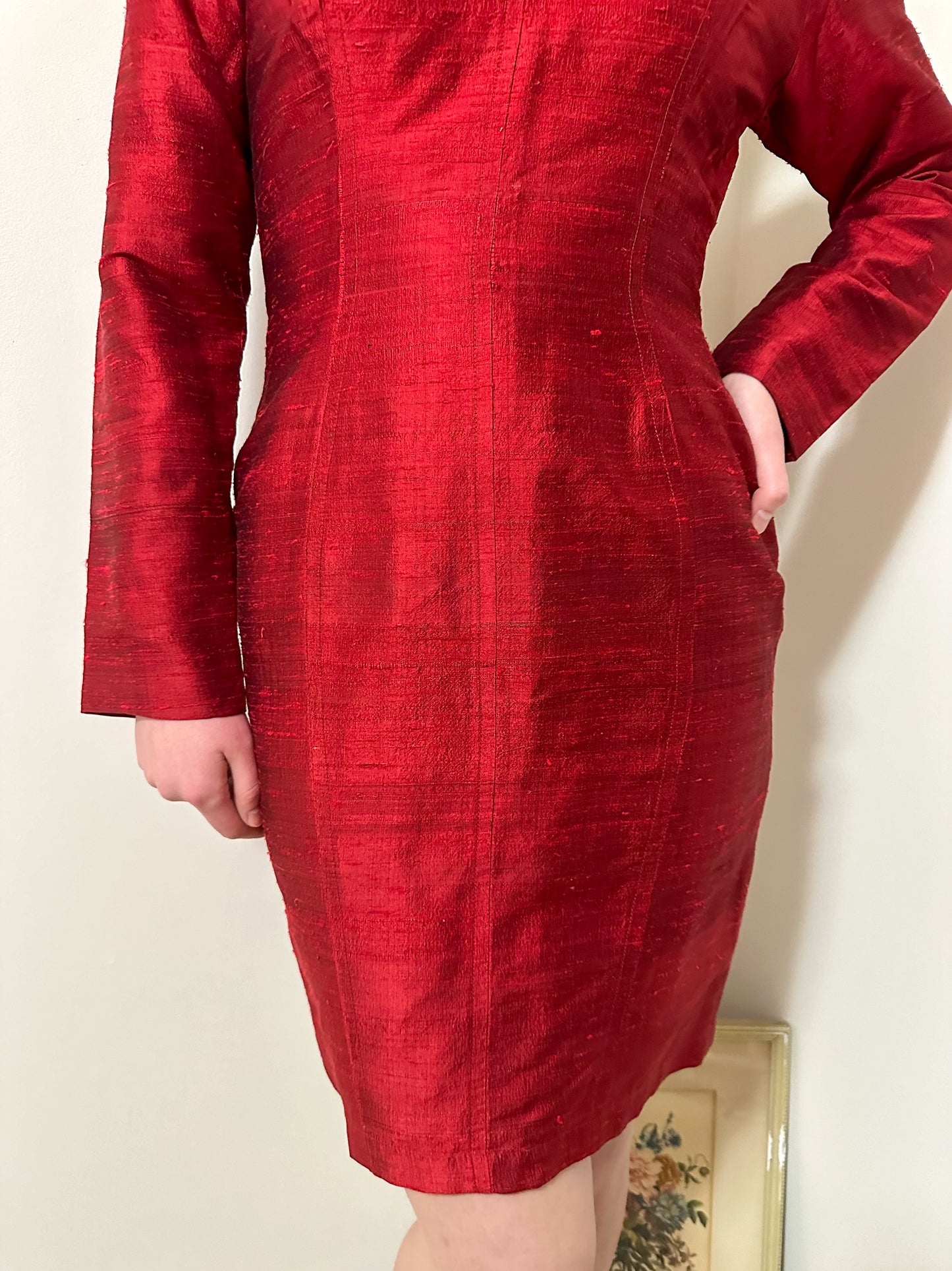 Vintage x Abby Kanak Red Silk Dress (M)