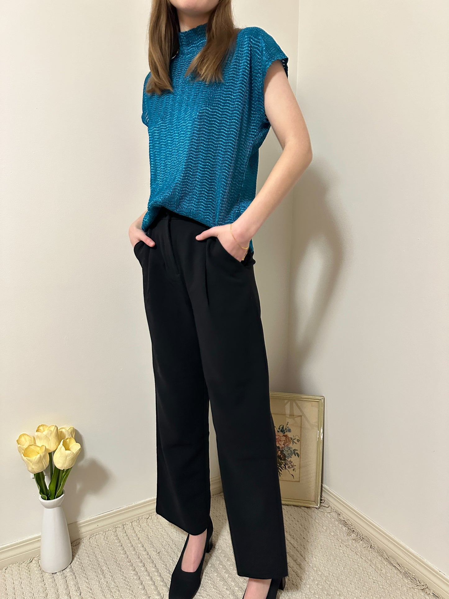 Vintage x TanJay Teal Mockneck Top (M)