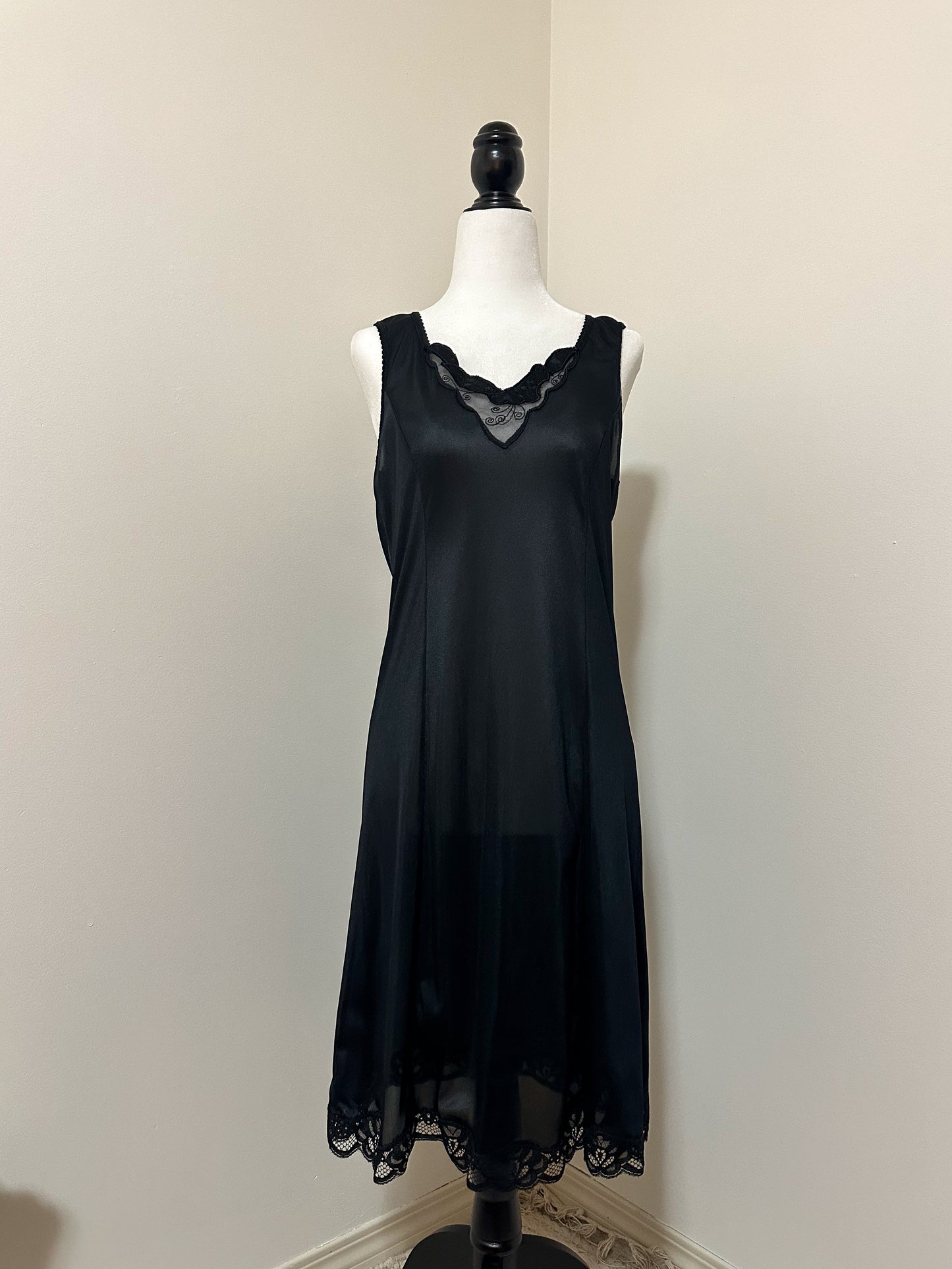 Vintage x Pink Lady Black Slip Dress (S)