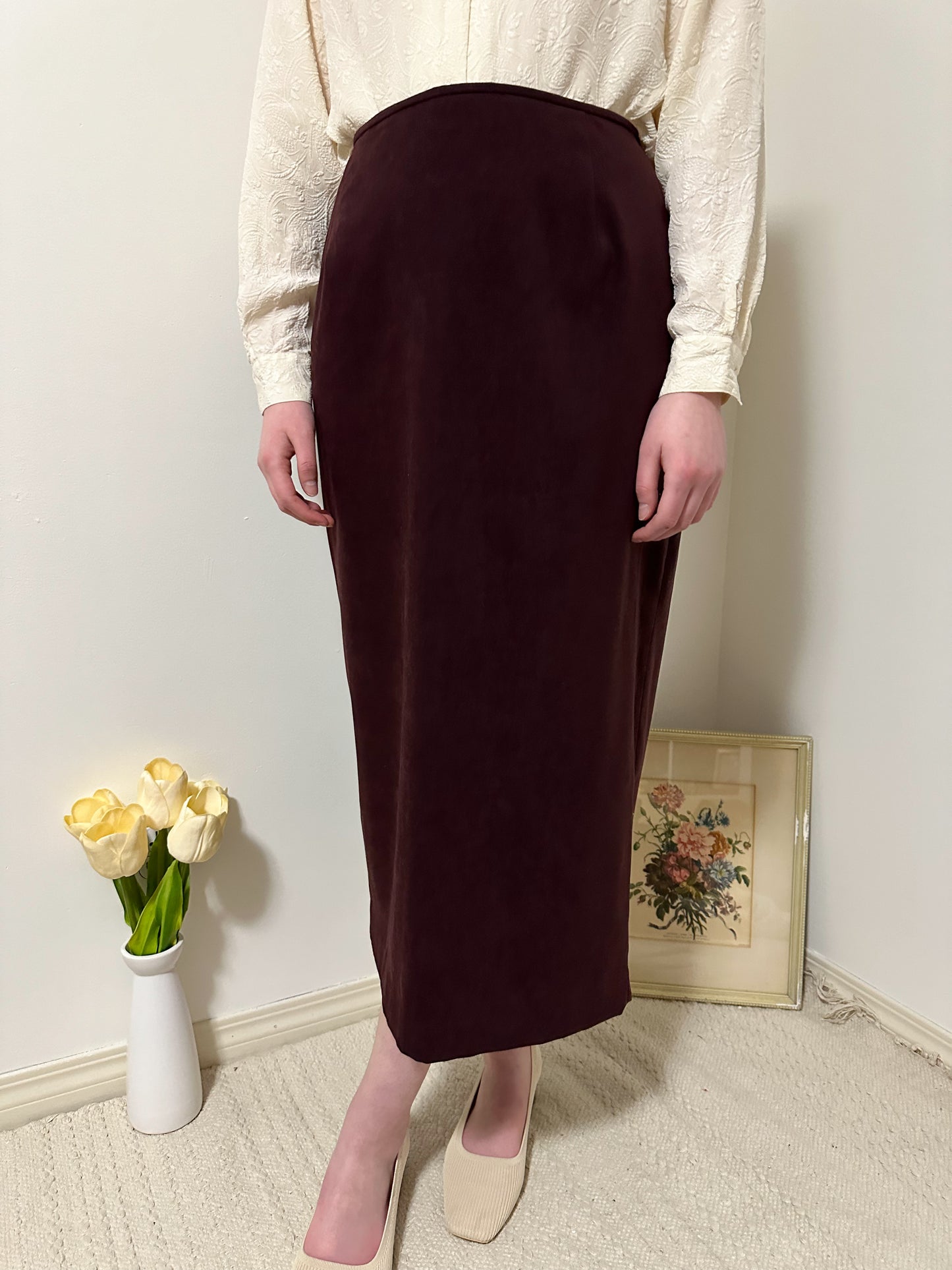 Vintage x Vanessa Stevens Deep Maroon Skirt (L)