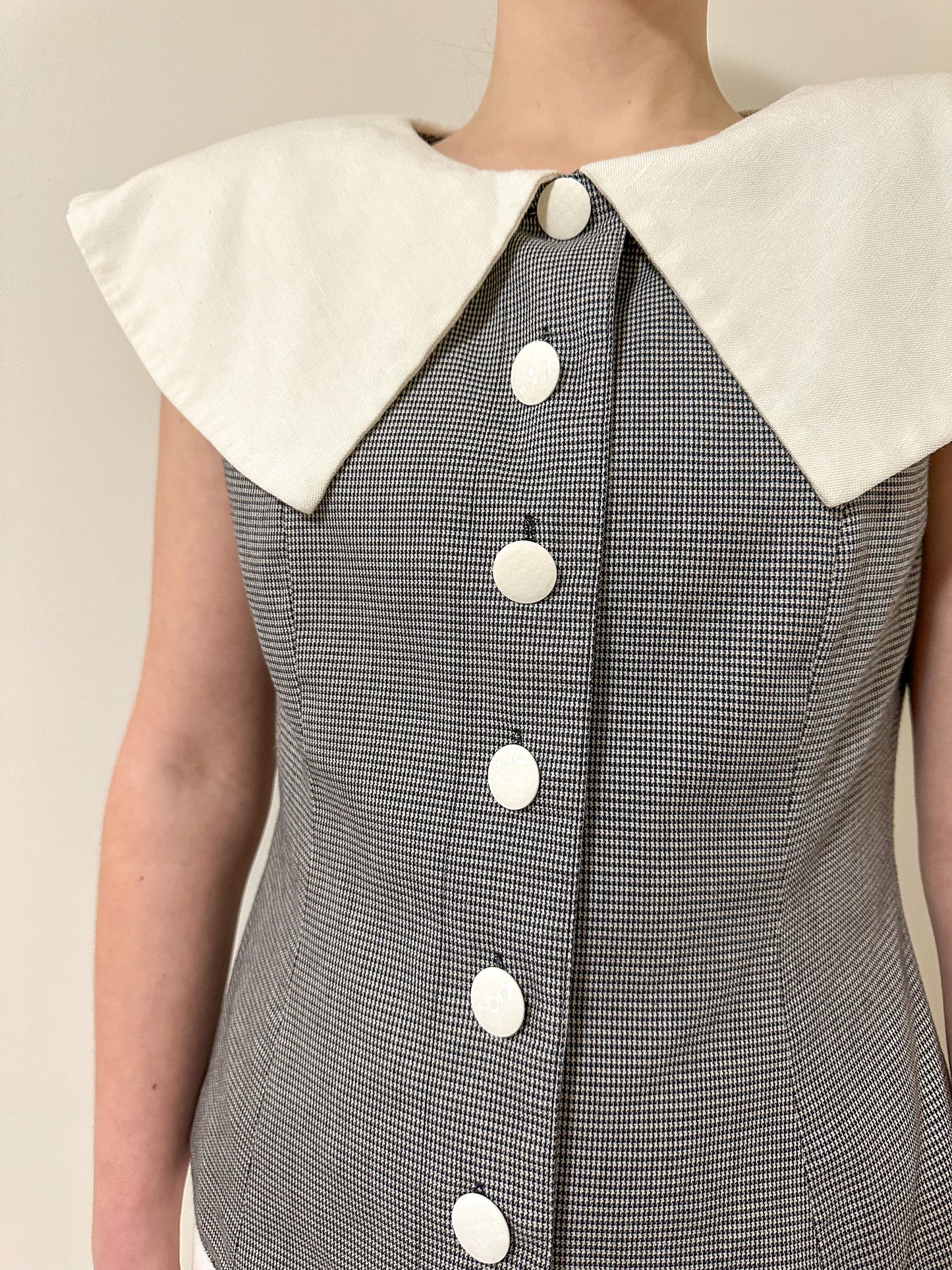 Vintage x Simon Chang Houndstooth Sleeveless Top (M)