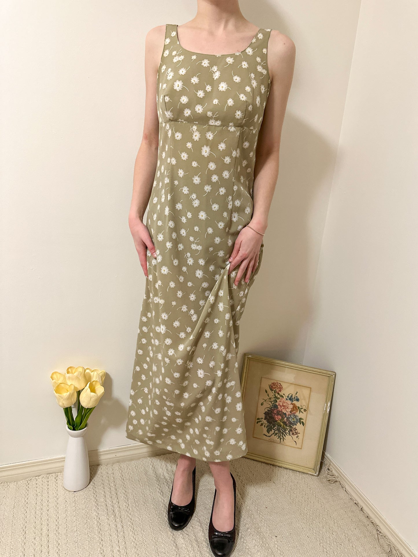 Vintage x Jacob Beige Floral Dress (XS/S)