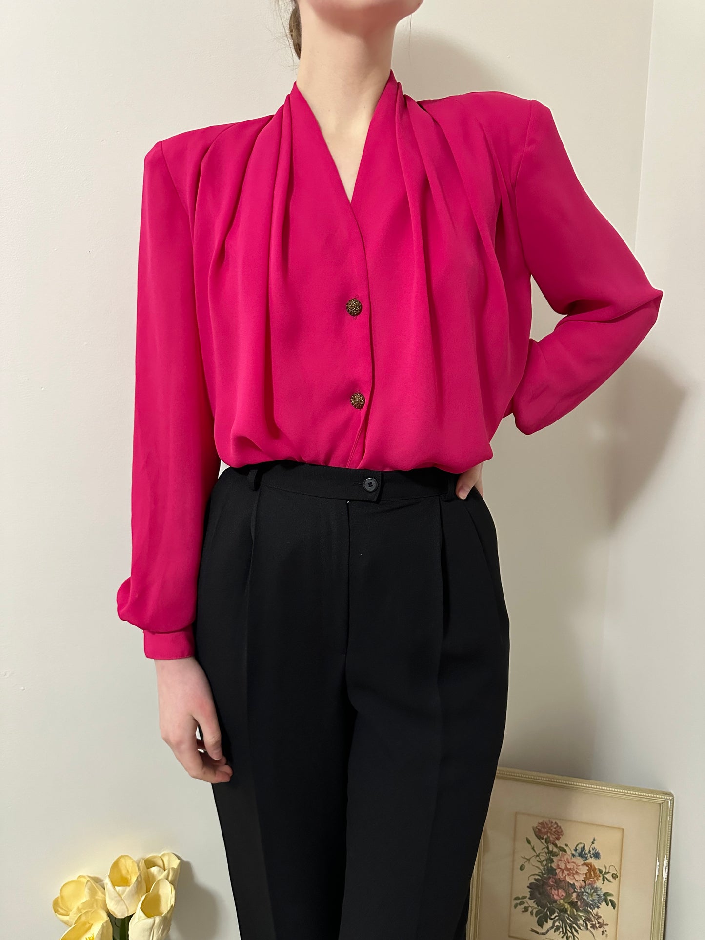 Vintage x Brian Bailey Hot Pink Blouse (L/XL)