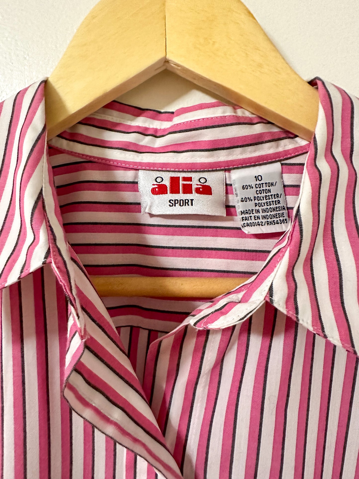 Vintage x Alia Pink Striped Button-Up (L/XL)