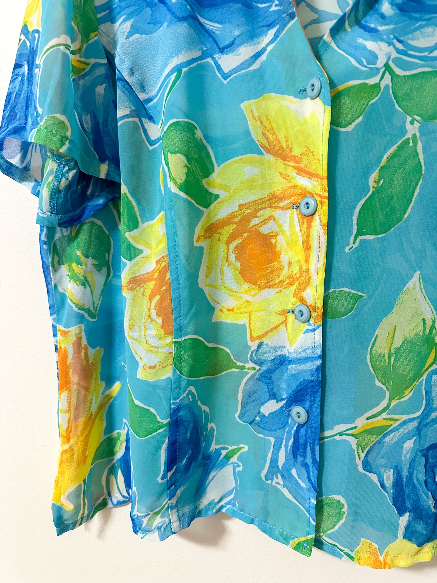 Vintage x Bright Floral Sheer Top (XL)