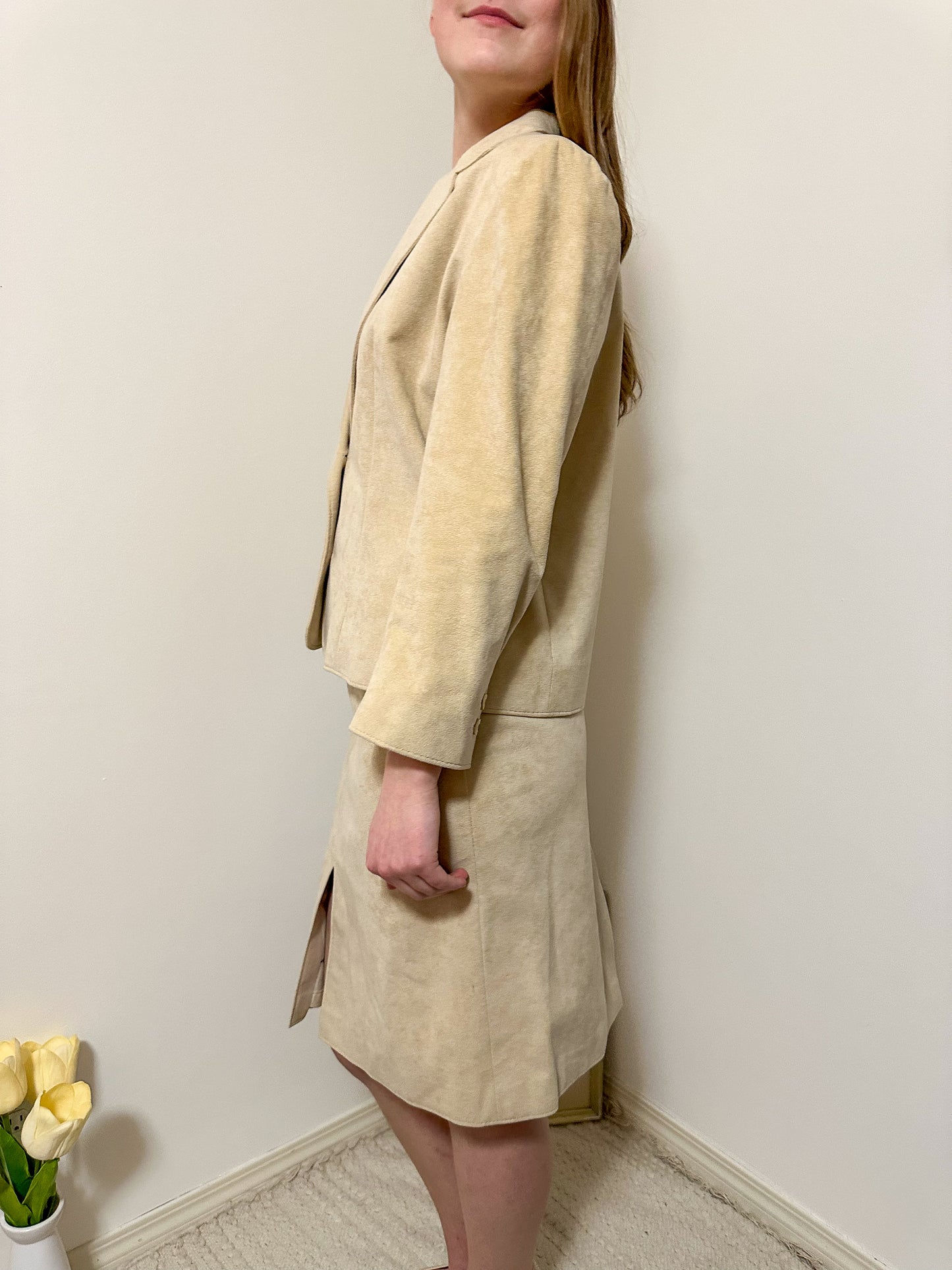 Vintage x Beige Skirt Suit Set (M)