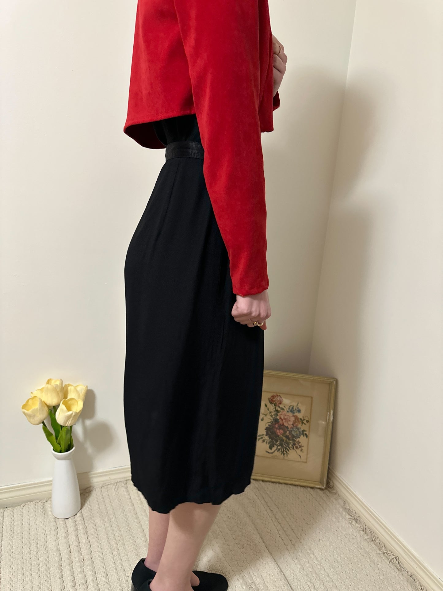 Vintage x Mister Leonard Black Wrap Skirt (XS)