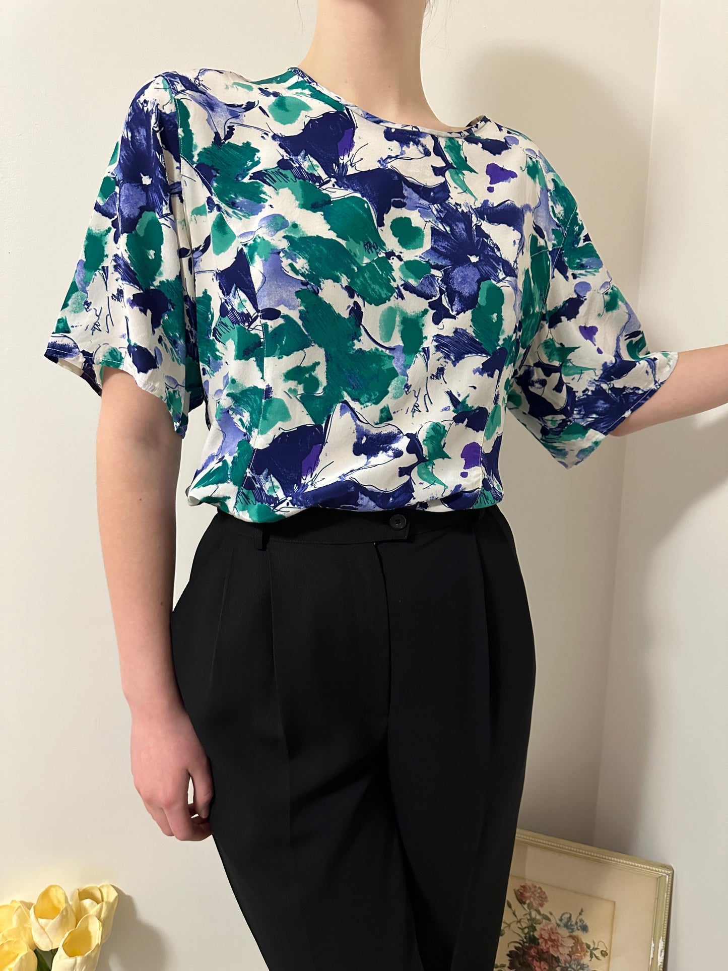 Vintage x Mr. Jax Silk Floral Blouse (L)