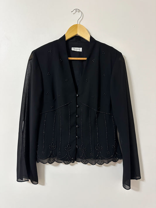 Vintage x Bellessa Black Beaded Blouse (S/M)