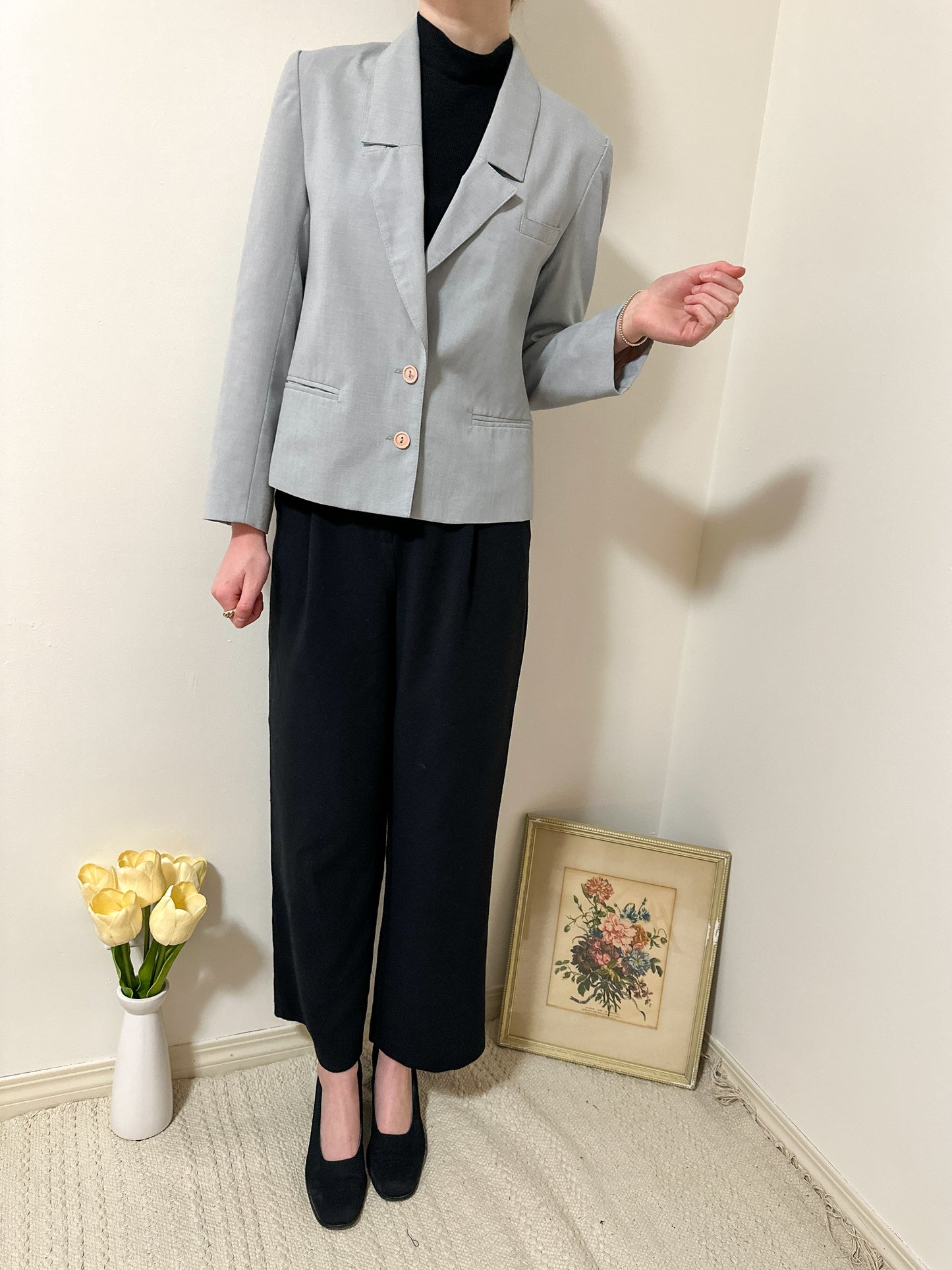 Vintage x Garey Petites Grey Blazer (M)