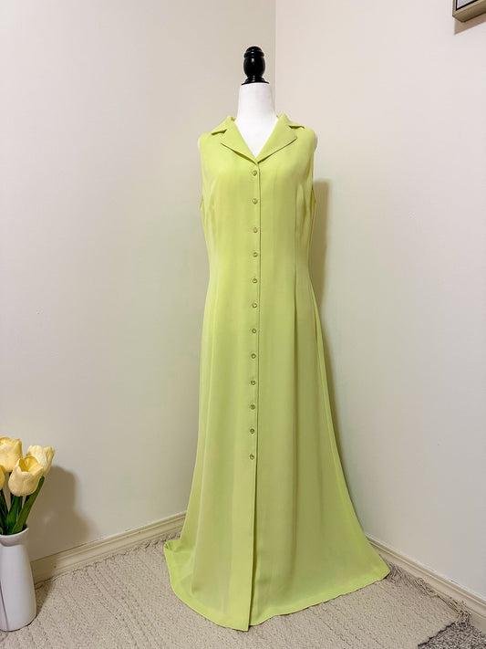 Vintage x Ingenuity Yellow Green Sleeveless Dress (L)