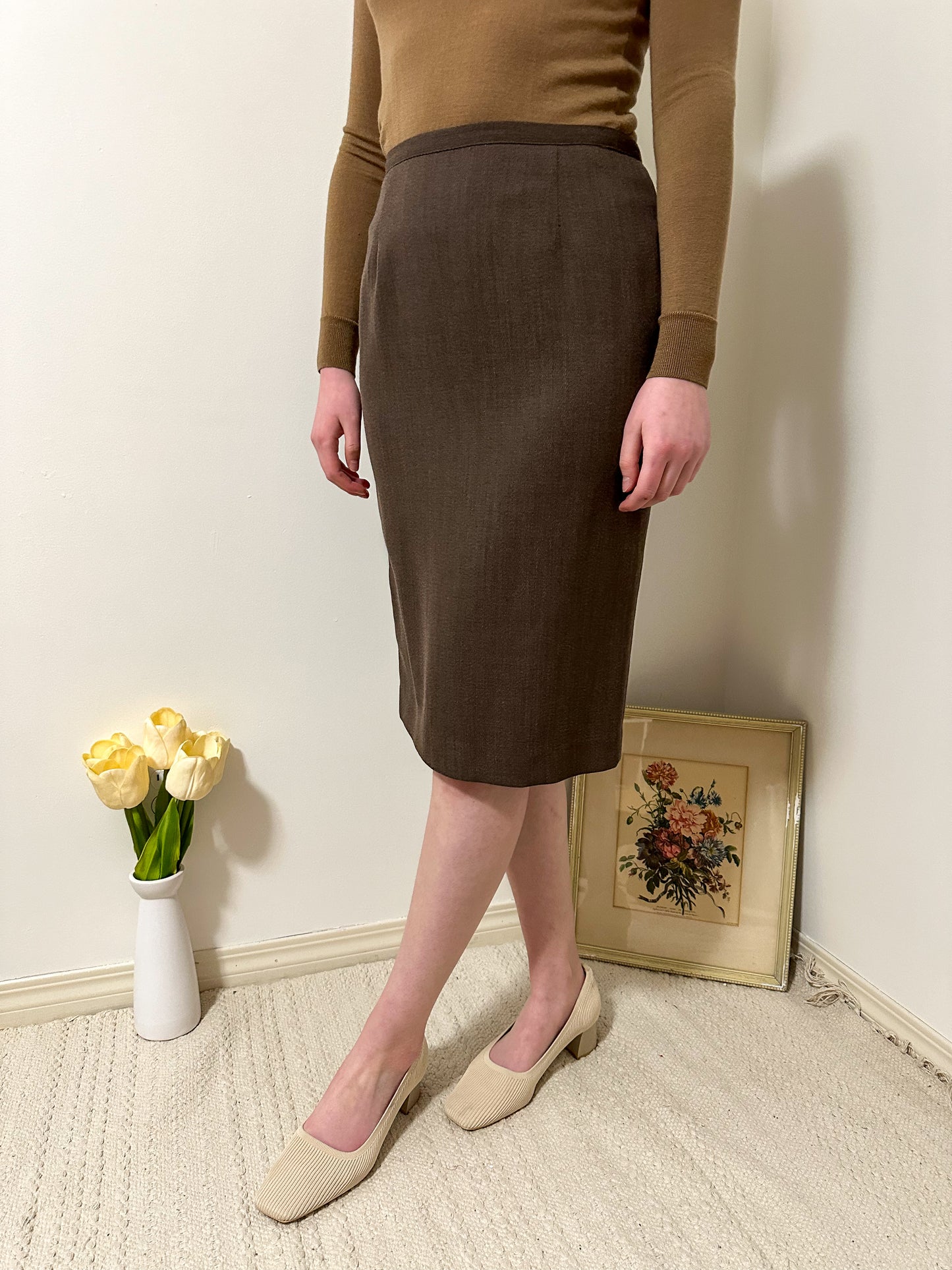 Vintage x D'Oraz Brown Wool Skirt (M)