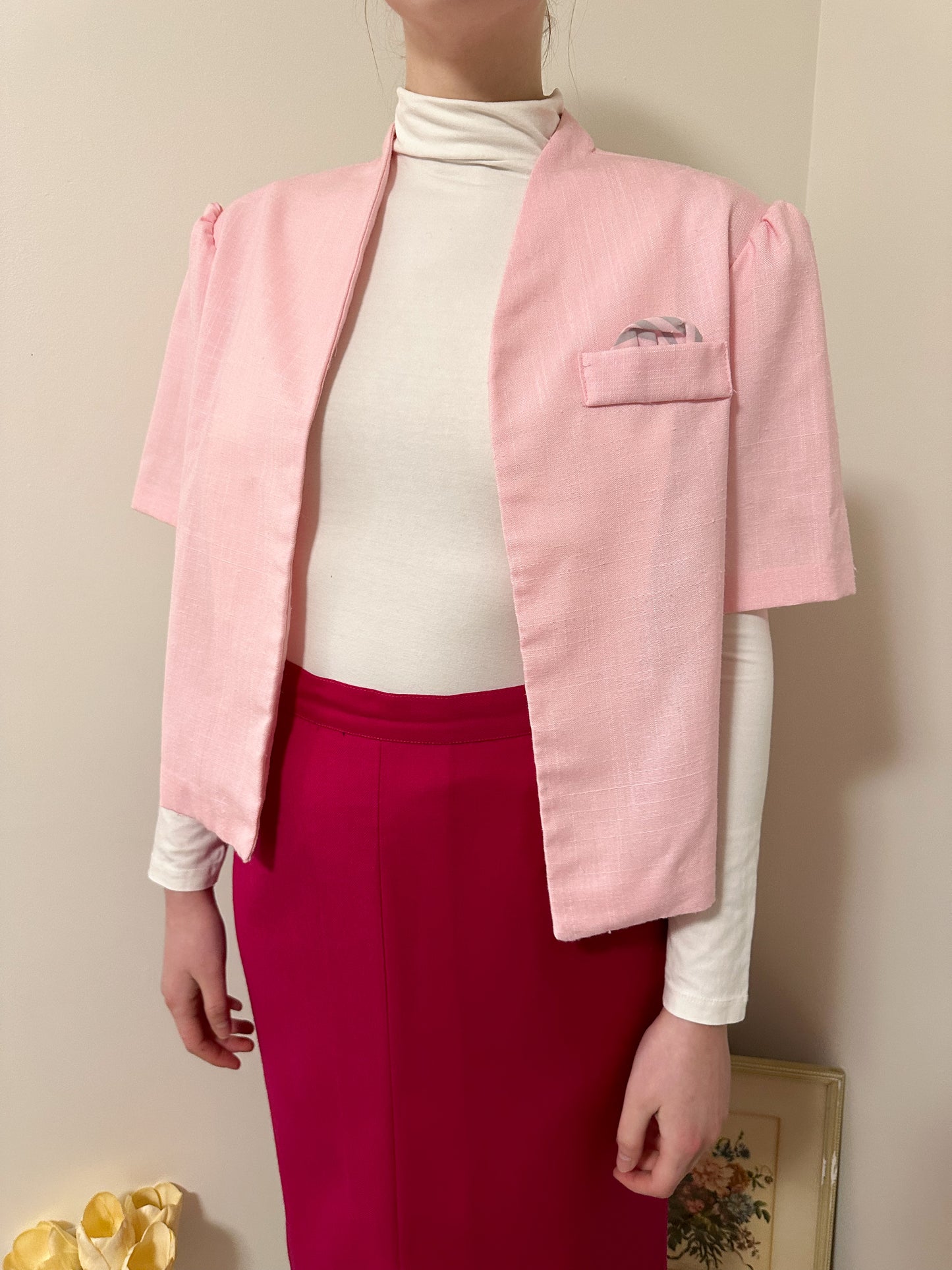 Vintage x TallGirl Pink Blazer Top (L/XL)