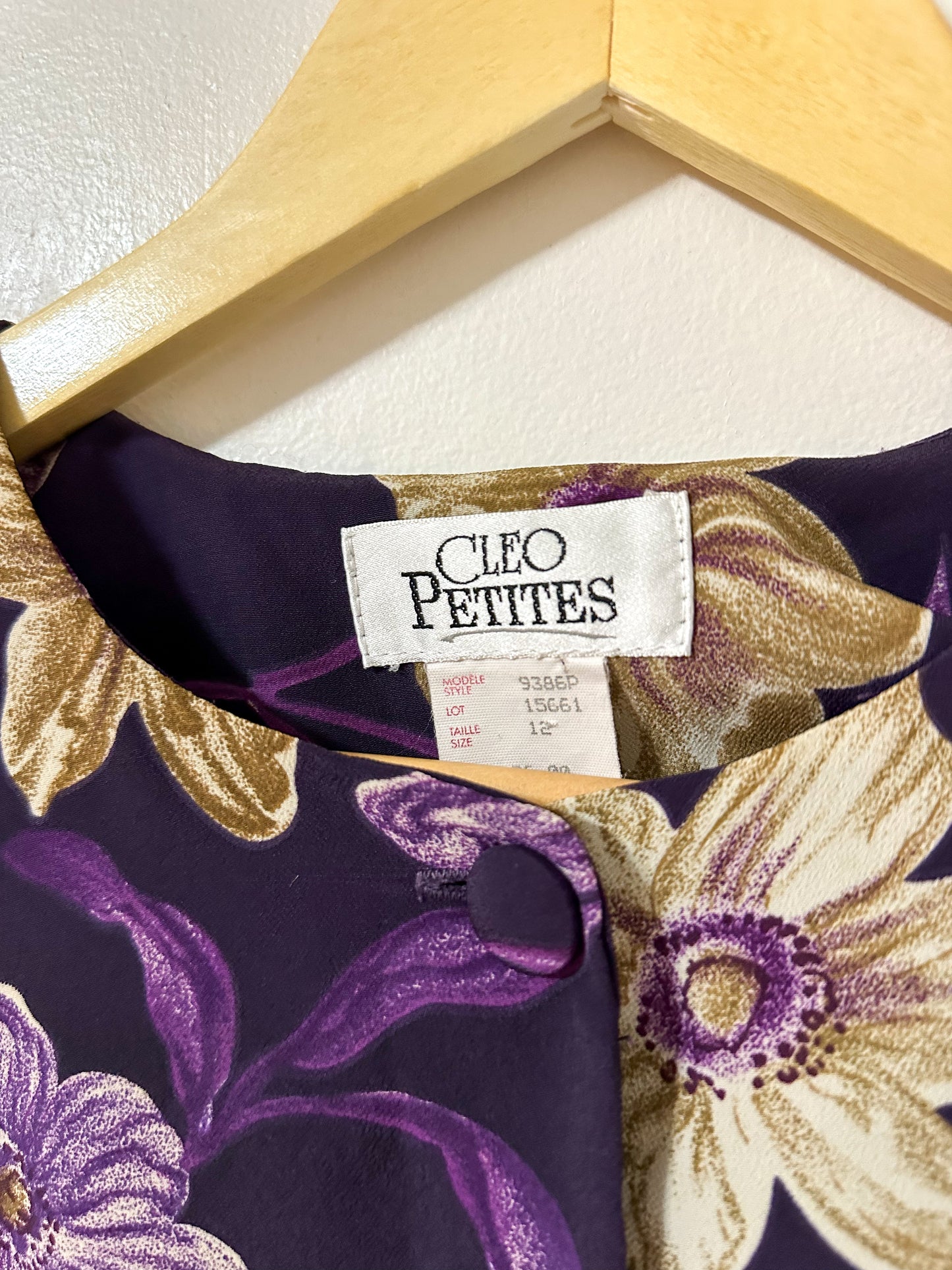 Vintage x Cleo Petites Purple Floral Blouse (M/L)