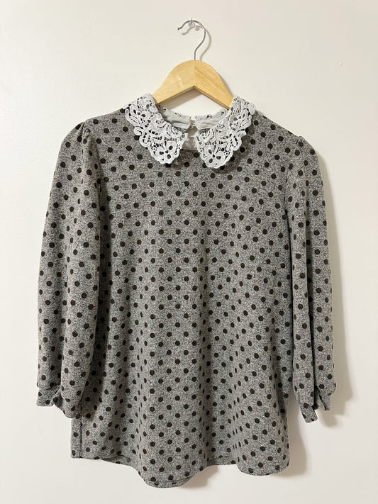 Faith and Joy Brown Polka Dot Sweater (S/M)