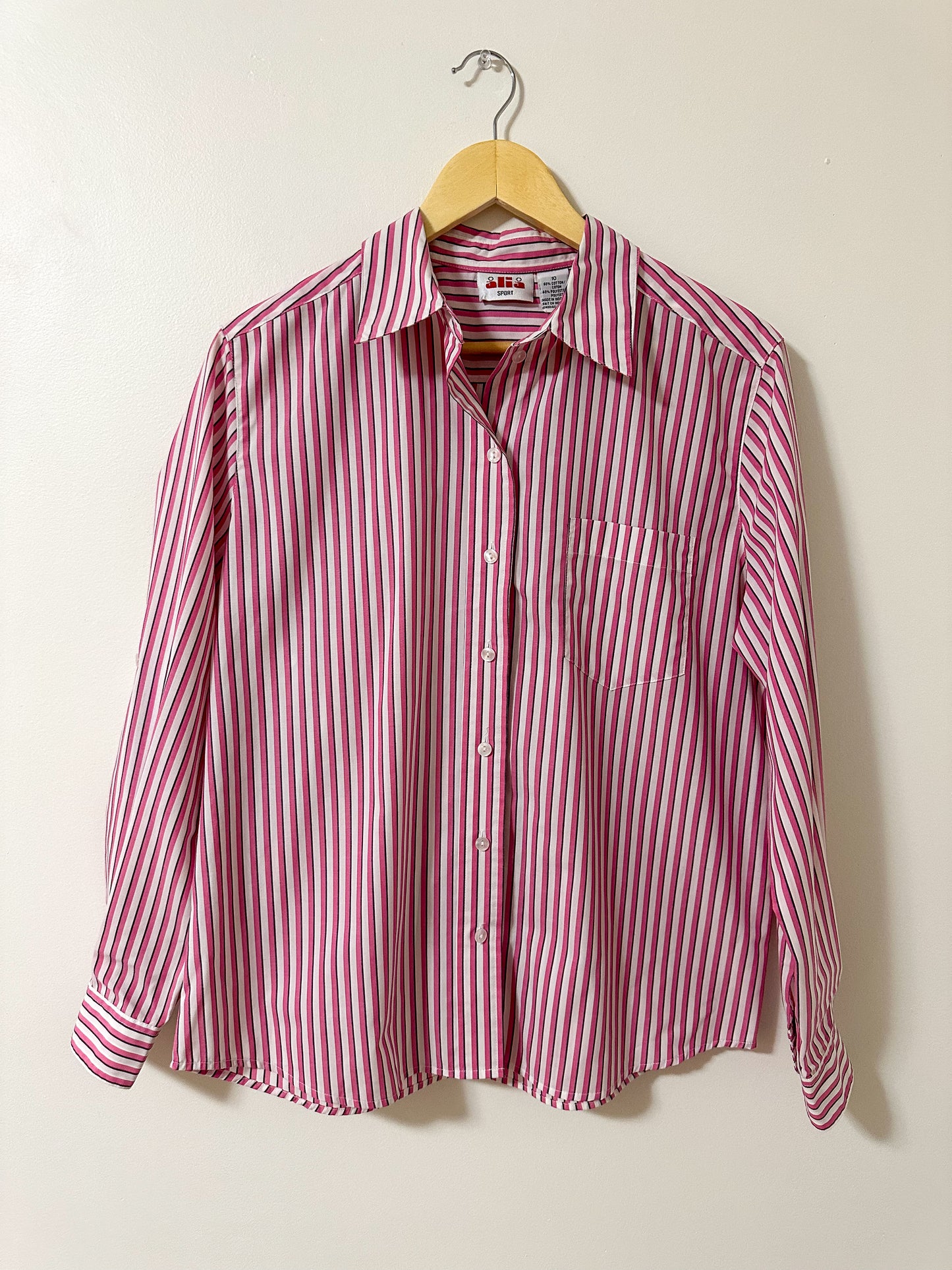 Vintage x Alia Pink Striped Button-Up (L/XL)