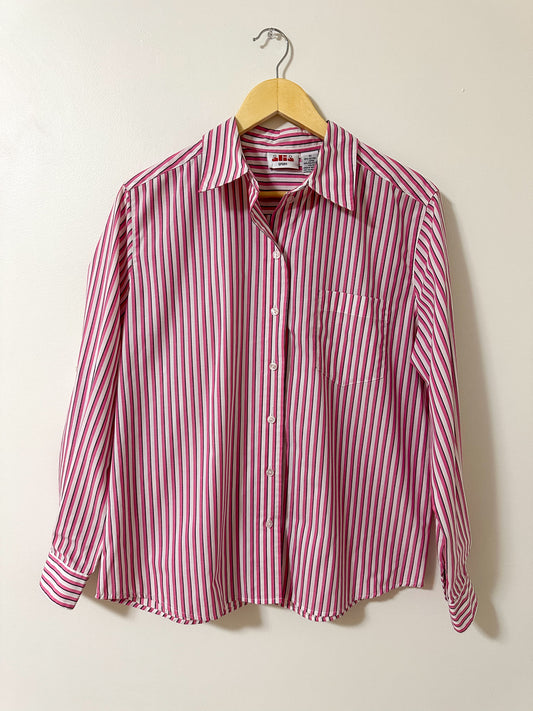 Vintage x Alia Pink Striped Button-Up (L/XL)